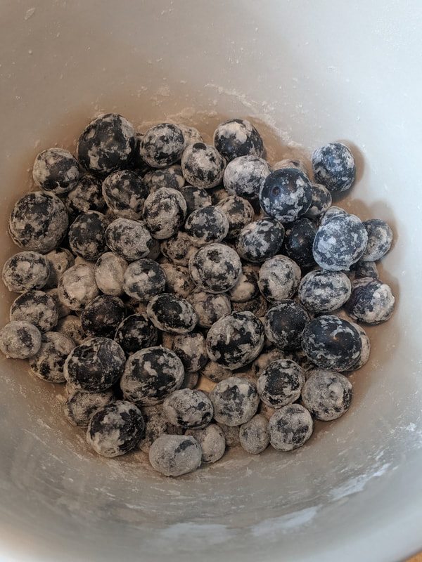 Blueberries tossed in flour